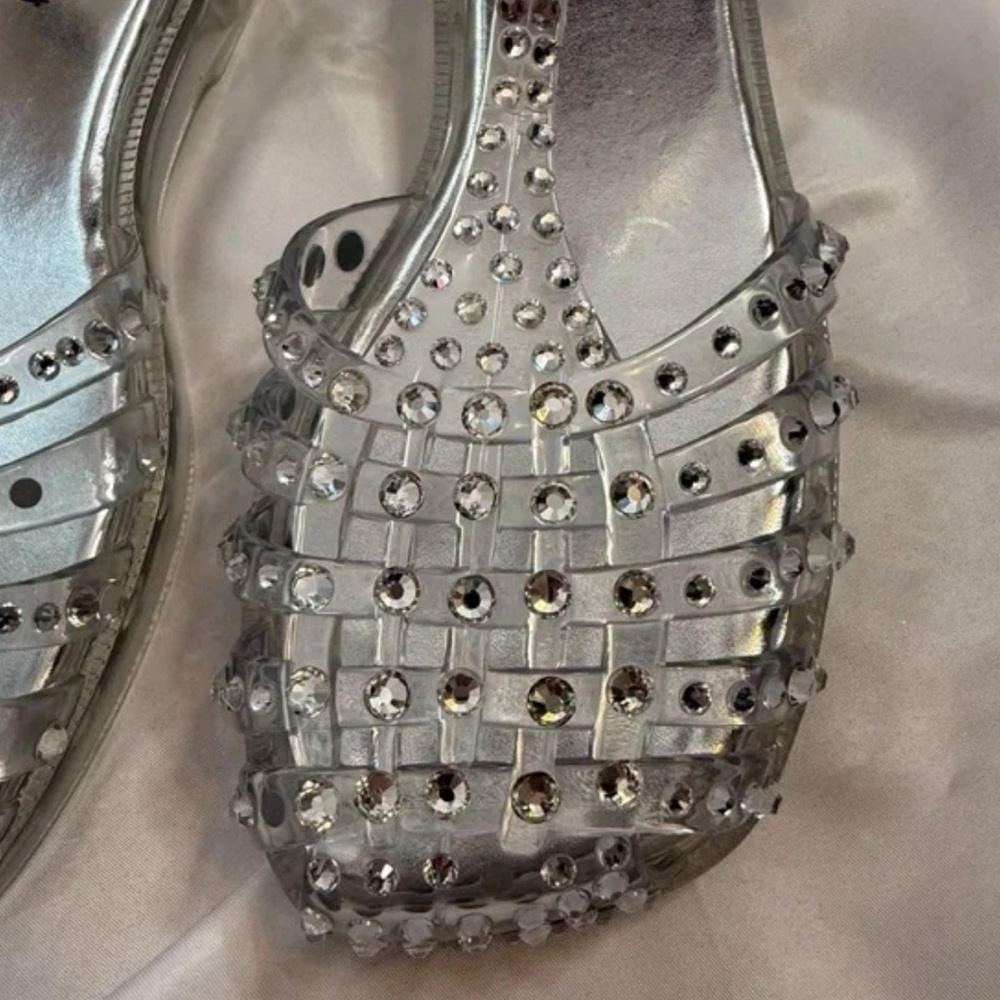 NWOT Jeffrey Campbell Transparent Jelly Embellished Ankle Strap Sandals Sz 8 - Picture 4 of 10